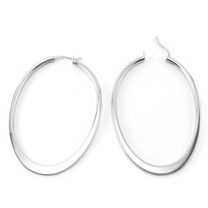 Oval Hoop Earrings Sterling Silver Flat Pressed